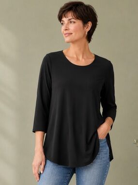 Sympli Go To Classic Tee Relax Top Sz 8 Black 3/4 Sleeve Stretch Travel Canada